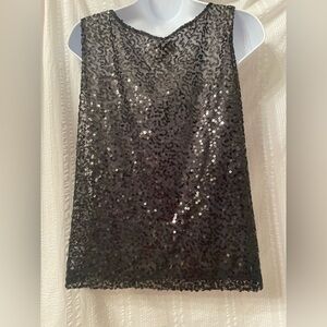 Talbots Black Sequin Tank Top size large